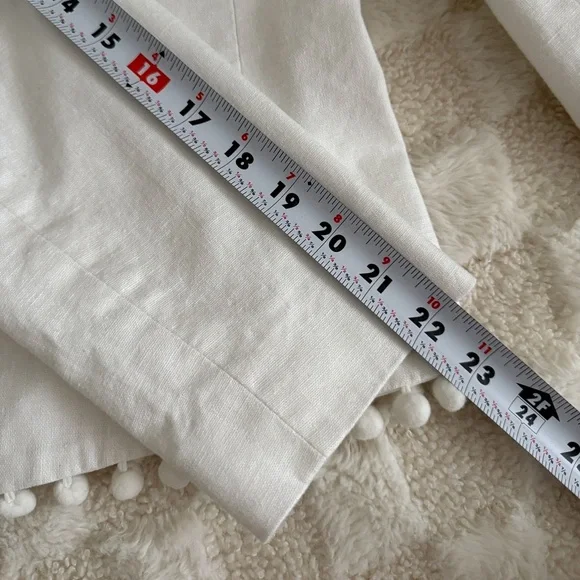 J.Crew Factory Cropped Blazer with Pom Pom Linen Cotton Blend Jacket Size M - Picture 11 of 12